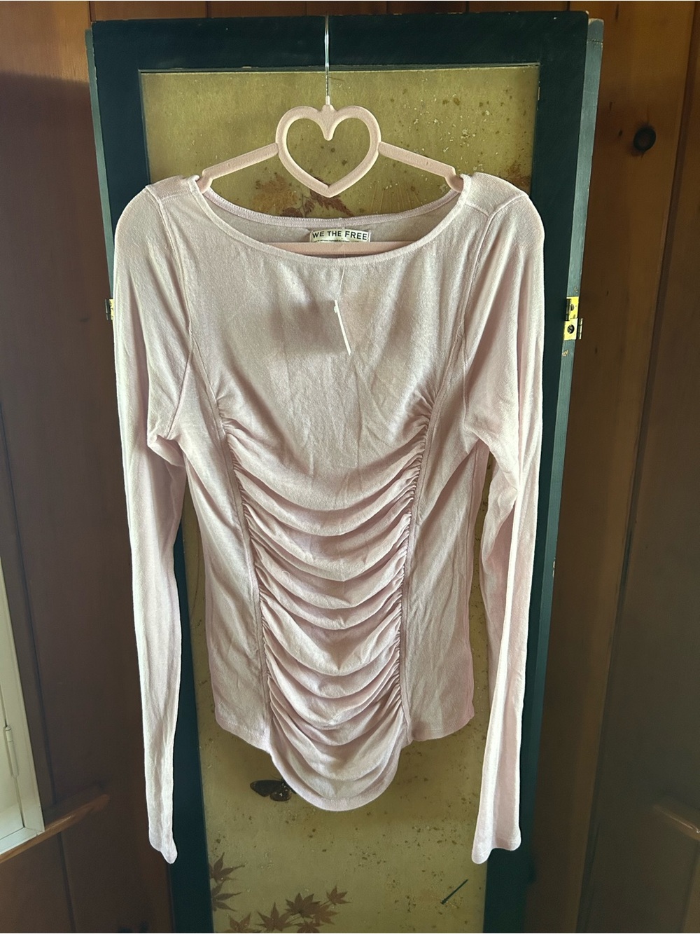 We The Free Blush Pink Ruched Front Long Sleeve Top